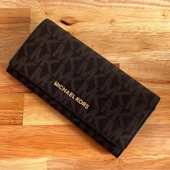Michael Kors Brown Signature Logo Wallet Large - Picture 9 of 9